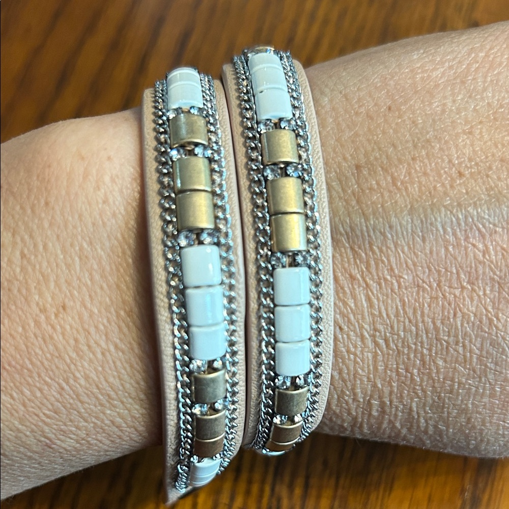 Stella & Dot Cady leather wrap Bracelet
